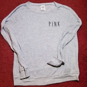 VS Pink Thin Gray Knit Crewneck Sweater XS